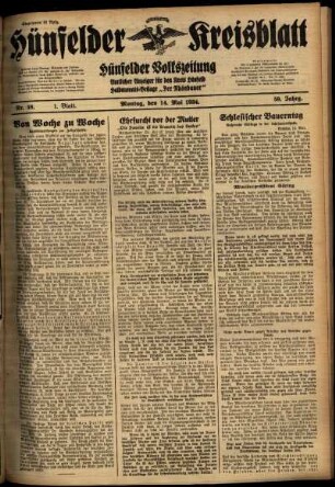 Erste Ausgabe vom Montag, den 14. Mai 1934.
