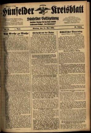 Erste Ausgabe vom Montag, den 14. Mai 1934.