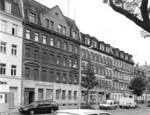 Leipzig-Lindenau, Karl-Heine-Straße 62/60. Wohnhäuser mit Läden (1876/1900)