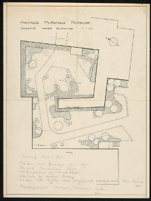 Garten am Provinzial-Mutterhaus der Schwestern »Unserer lieben Frau«, Mülhausen: Lageplan Innenhof 1:100