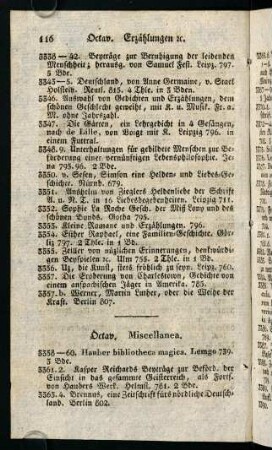 116-122, Octav. Miscellanea.