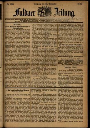 Ausgabe vom Mittwoch, den 30. September 1885.