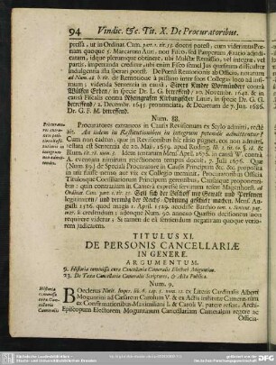 Titulus XI. De Personis Cancellariae In Genere