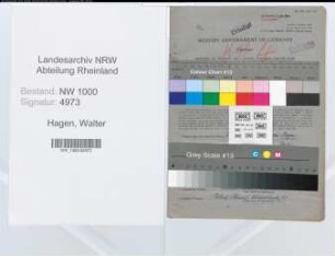 Entnazifizierung Walter Von Hagen, geb. 05.03.1897 (Postsekretaer)