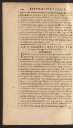 Aliud Exercitium Secundae Partis Logicae ...