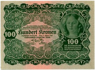 Geldschein, 100 Kronen, 2.1.1922