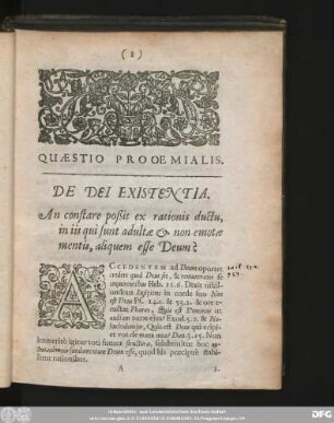 Quaestio Prooemialis. De Dei Existentia.