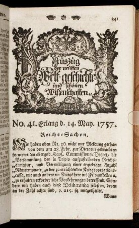 No. 41. Erlang d. 14. May. 1757.
