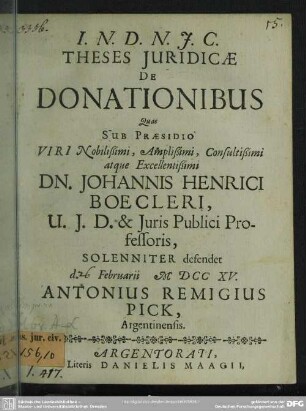 Theses Iuridicae De Donationibus