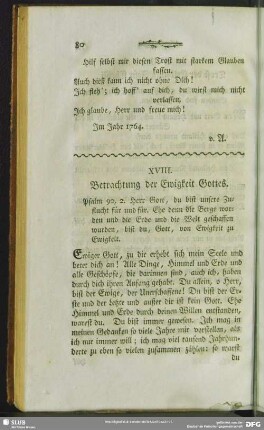 XVIII. Betrachtung der Ewigkeit Gottes