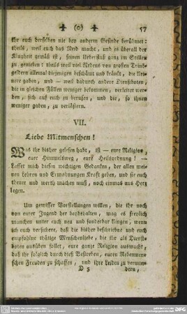 VII. Liebe Mitmenschen!