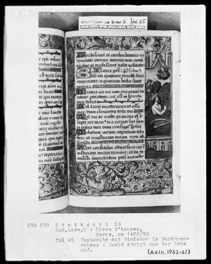 Lateinisches Stundenbuch (Livre d'heures) — David steigt aus der Erde auf, Folio 65recto