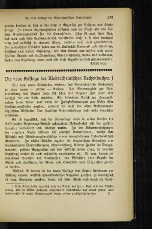 ¬Die¬ neue Auflage des Niederrheinischen Rechenbuches