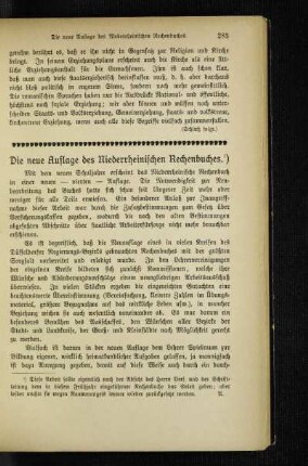 ¬Die¬ neue Auflage des Niederrheinischen Rechenbuches