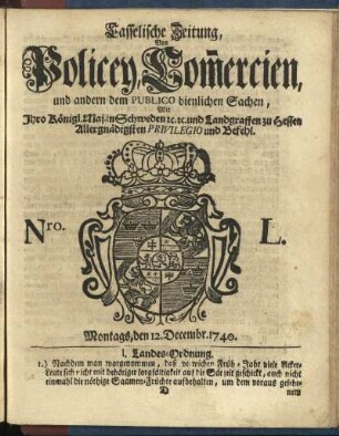 Nro. L, Montags, den 12. Decembr. 1740