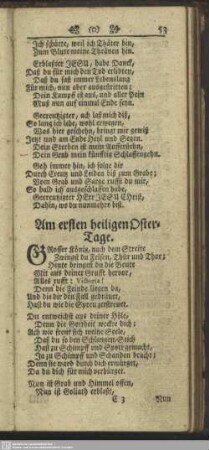Am ersten heiligen Oster-Tage