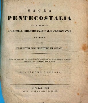 De Bar Alio et Bar Bahlulo, lexicographis Syro-Arabicis ineditis, commentatio litteraria philologica, [1]