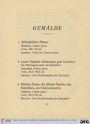 Gemälde (Nr. 1-23)