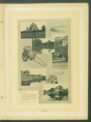 De arriba abajo: Castillo Nogoya, jardín, Tuckiage, el palacio imperial de Tokio, una vista de Nijulashi, el castillo de Osaka, un rincón del Palacio de Tokio.