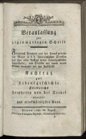 Veranlassung zur gegenwärtigen Schrift.