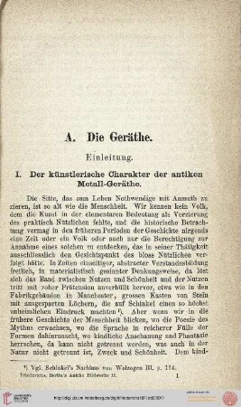 A Geräthe - Einleitung