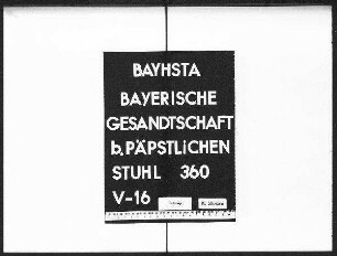 Die Rangordnung bei Diners auf der bayerischen Gesandtschaft beim Päpstlichen Stuhl.