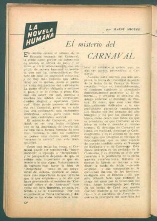 El misterio del Carnaval : La novela humana