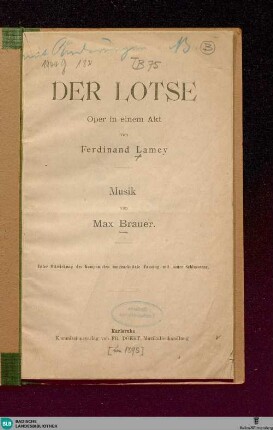 Der Lotse : Oper in 1 Akt