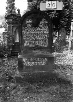 Grabstein 36 (Index: 100096241) Maße HxBxT: 117x54x14 cm Symbolik: Levitenkanne: Grabstein 36