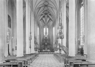 Landshut, Heilig-Geist-Kirche, Inneres nach Osten; Stethaimer, Hans (Hans von Burghausen)