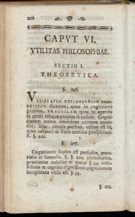 Caput VI. Utilitas Philosophiae.
