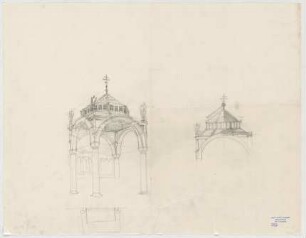Thiersch, Friedrich von; Aschaffenburg; Kapuzinerkirche, Erweiterung - Hochaltar - Entwürfe (Teilansicht, Perspektive)