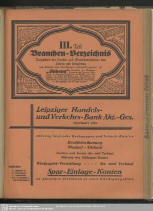 III. Teil. Berufsklassen und Gewerbebetriebe : III. Teil. Branchen-Verzeichnis
