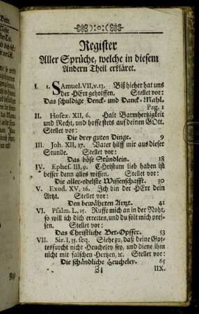 Register Aller Sprüche, welche in diesem Andern Theil erkläret.