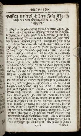 Passion unseres Herrn Jesu Christi, nach den vier Evangelisten mit Fleiß auffgesetzt.