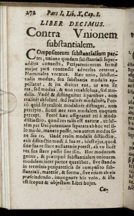 Liber Decimus. Contra Unionem substantialem.