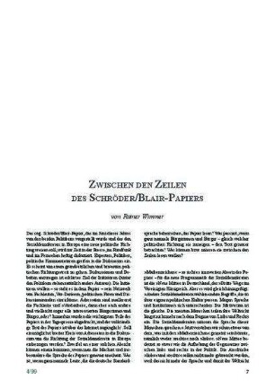 Zwischen den Zeilen des Schröder/Blair-Papiers