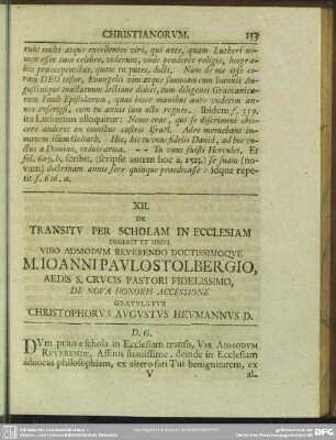 XII. De Transitu Per Scholam In Ecclesiam ...
