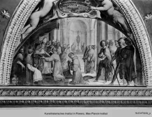 Wundertaten des Heiligen Bernhardin : Der Heilige Bernhardin vor Papst Martin V.