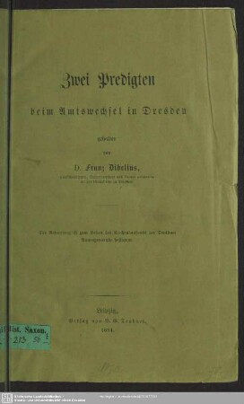 Zwei Predigten beim Amtswechsel in Dresden