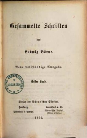 Gesammelte Schriften, 1.. [Erzählungen. Reisen. Vermischte Aufsätze]