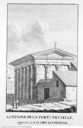 Les restes de l'ancienne Rome, recherchez avec soin, mesurez, dessinez sur les lieux, et gravez par feu Bonaventure d'Overbeke, ..., 1. Buch, Tafel a. 28.: Le Temple de la Fortune Virile, aujourd'hui de S: Marie Egyptienne.