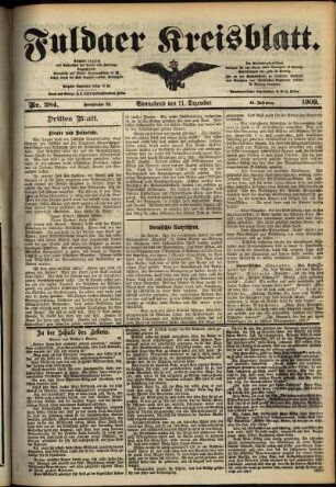 Dritte Ausgabe vom Samstag, den 11. Dezember 1909.