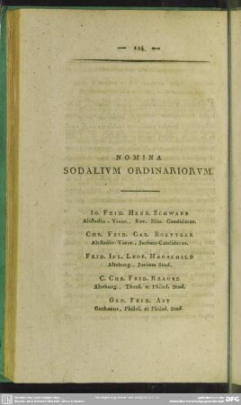 Nomina Sodalium Ordinariorum