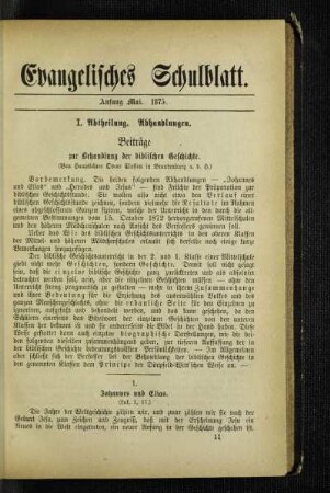 Beiträge zur Behandlung der biblischen Geschichte