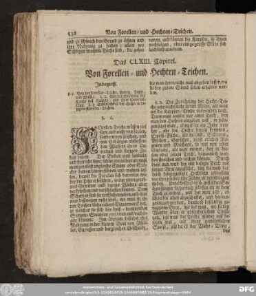Das CLXIII. Capitel. Von Forellen- und Hechten-Teichen.
