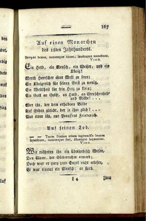 auf einen Monarchen des 18ten Jahrhunderts.