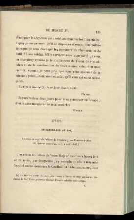 XVIII. Le Landgrave au Roi (12 avril 1603)