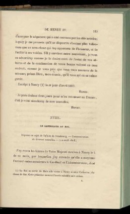 XVIII. Le Landgrave au Roi (12 avril 1603)