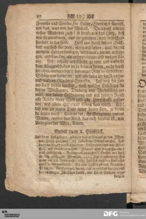 Gebet zum X. Einblick.